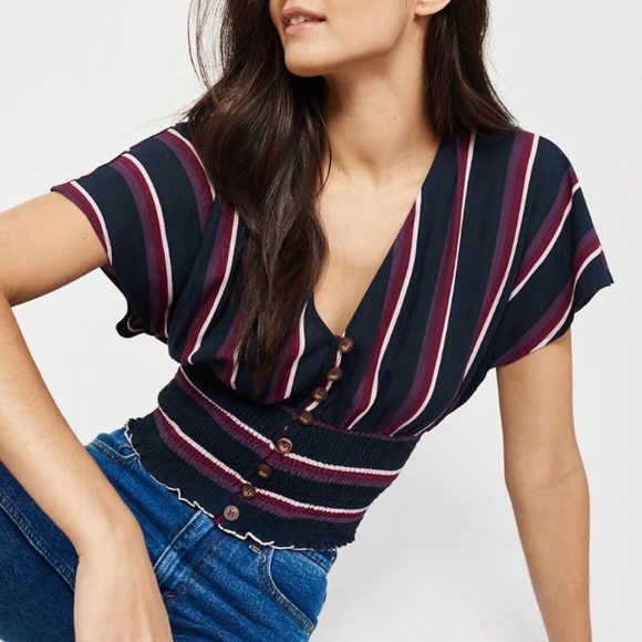 Abercrombie and Fitch Smocked Kimono Top - Picture 2 of 2